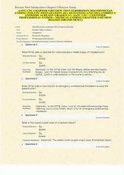 AAPC CPC CHAPTER 9 REVIEW TEST SUBMISSION 2024 PHYSICIAN CODING FOR CPC PREPARATION ALL QUESTIONS AN