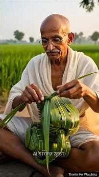 Gandhi Rides Motorcycle Made of Leaves🌿 #ai #craft