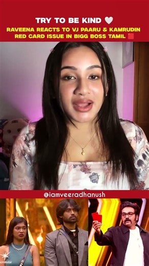 😱🟥 Raveena reacts to the VJ Paaru & Kamrudin Red Card issue in Bigg Boss Tamil #trending #shorts