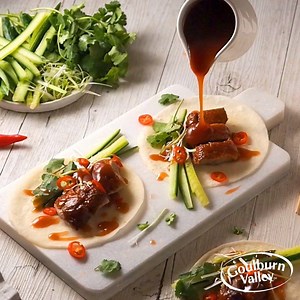 Our plums make the perfect sauce for Peking Duck Pancakes. Try our take on the classic for your next gathering https://goo.gl/d8xJnM. | Goulburn Valley