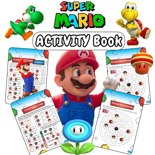 Super Mario Aktivitätsbuch | Mathe, Alphabetisierung, Labyrinthe (PDF Download) - Etsy.de