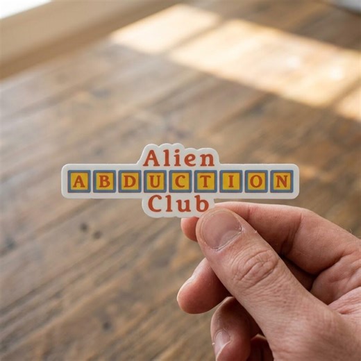 Alien Abduction Club Logo Sticker Funny Sci-Fi UFO Vinyl Decal Waterproof Laptop