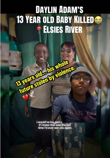 13 years old… his whole future stolen by violence. 💔🕊️ How many more innocent children must die before SA takes crime seriously? ⚖️ Justice for Daylin. 🚔 Harsher punishment for violent criminals. 🛑 Protect our communities. A child should be in school, not becoming another RIP post. 😔 #JusticeForDaylinadams #elsiesriver #capeflats #stoptheviolence #fyp