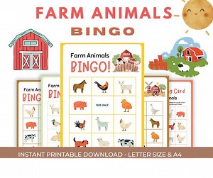 Bingo Printable Game for Kids, Fun Learning Activity, Classroom Game, Digital Download, Farm Animals, Educational PDF, ESL Vocabulary - Etsy UK