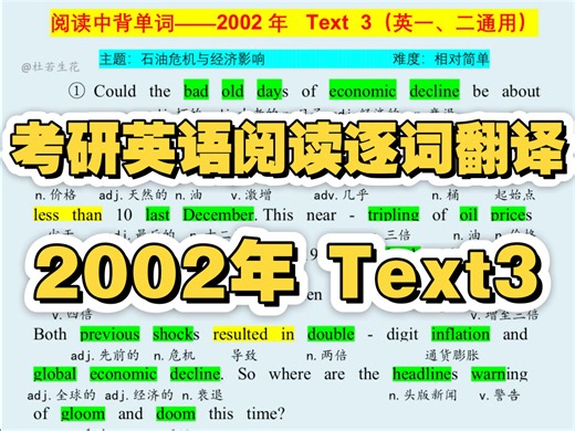 【2002年 Text 3】考研英语阅读真题逐词翻译【考研英语阅读】考研英语阅读真题逐词翻译｜真题词汇｜美音朗读｜2002年 Text 3 英一英二通用