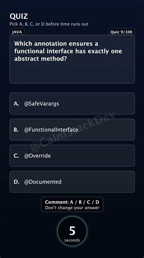 Quiz-109 | Which annotation enforces one abstract method? | #shorts #java #quiz