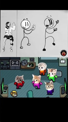 Among Us But It's Impostor Cats and Henry stickman dancing (fortnite) #gaming #funny