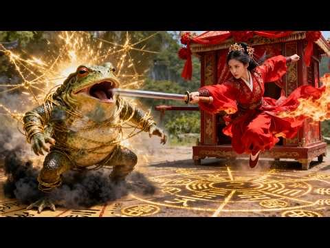 Thriller! A toad demon takes the bride, but she’s an exorcist, trapping him and obliterating him!