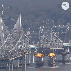 Boom! Watch the demolition of one of the last stretches of New York's old Tappan Zee Bridge. https://bit.ly/2ANKPDn | USA TODAY Video
