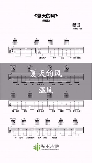 温岚《夏天的风》弦木吉他谱