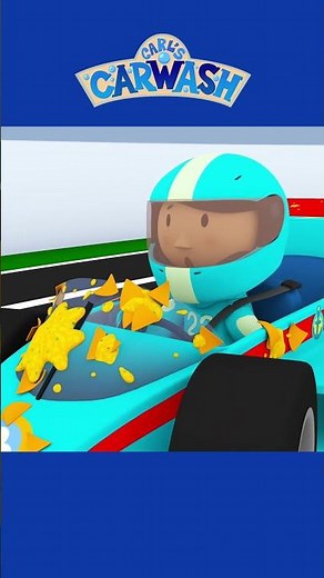 Raina's race car is off the rails! #shorts #kidsvideo #racecar #vehicles #carlscarwash