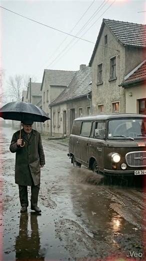 DDR 70er Jahre Barkas fährt im Dorf bei Regen #nostalgie #ddralltag #history