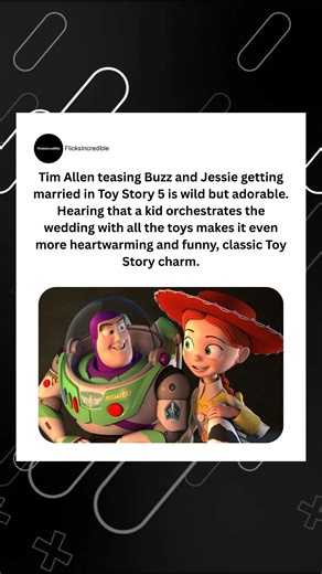 Incredible Gaming on Instagram: "Tim Allen teasing Buzz and Jessie getting married in Toy Story 5 is wild but adorable. Hearing that a kid orchestrates the wedding with all the toys makes it even more heartwarming and funny, classic Toy Story charm."