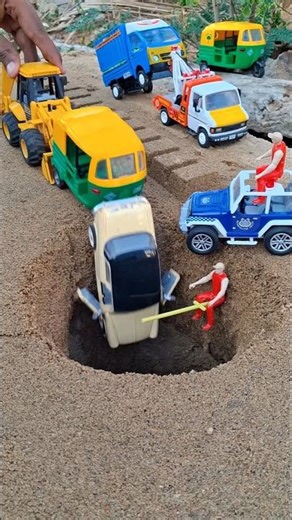tractor pushing red blue yellow purple car in pit-75😮#jcbtoy​​​​​ #jcb #jcbvideo​​​​​ #viral​​​​​🕳️🚜
