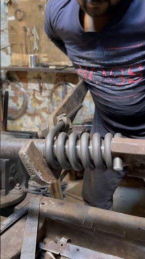 Heavy Duty 15mm Iron Rod Compression Spring Making on Lathe Machine | Powerful Workshop Build #short