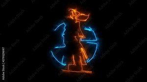 Orange Blue Samurai Warrior Animated Logo with Reveal Effect