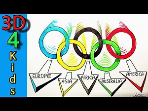 How to Draw the Olympic Rings in 3D!! Step by step for kids