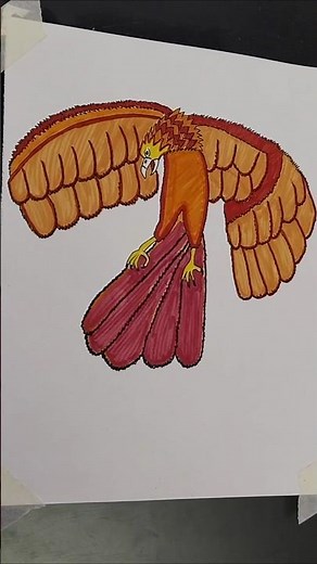 Phoenix Mythical Creature Drawing ✨🔥 | Easy Short Art #shorts #ytshorts #shortfeed