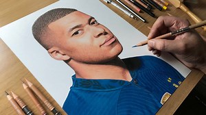 Realistic Kylian Mbappé football artwork tutorial