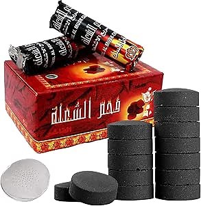 Charcoal Tablets for Incense, 100 Pack 33mm Coal Instant Light Hookah Shisha with 50 Sheets Aluminum Foils