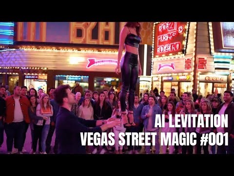 AI Levitation Vegas Street Magic #001 : Audience Vertical Levitation