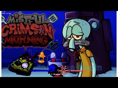 FNF Calamardo vs Don Cangrejo mistful crimson morning 😱😱😱 | Friday Night Funkin | Juegos Yiyo Juega