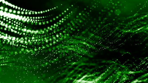 3d render of luminous particles as science fiction background or modern abstract green background of particles with depth of field and bokeh like vj loop. Particles form line and wavy structure. 4 | Premium Stock Video Footage