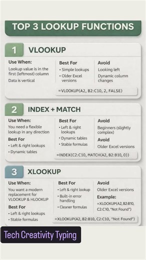 Top 3 Lookup Functions 😜 Advance Excel Formulas #excel #exceltips #exceltricks #computer #formula1