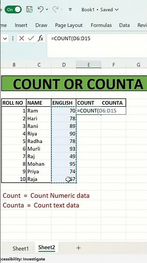 Learn how to use COUNT & COUNTA functions in Excel easily! 📊 #excel #exceltips #exceltutorial