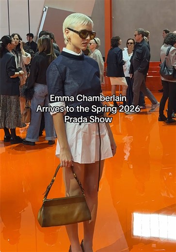 Emma Chamberlain Arrives at Prada Spring 2026 Show