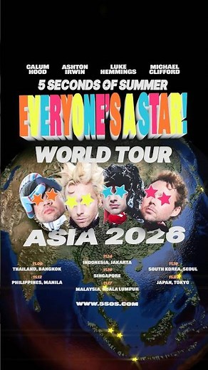EVERYONE’S A STAR! WORLD TOUR ASIA!!! IT’S BEEN TOO LONG!!!! Pre-sale starts from April 29. 5sos.com