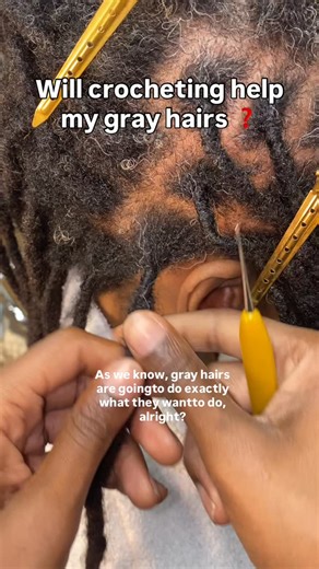 2.1K views | ✨ Gray hairs have a mind of their own ✨ Sometimes crochet will tuck them in perfectly, and other times they just do their own thing.  There’s no one-size-fits-all answer it all depends on your unique hair. Embrace the journey, embrace the crown.  #RadiantRootsLocs #LocsBySue #LocMaintenance #LocJourney #LuxuryLocs #GrayHairBeauty #NaturalLocs #LocCare #HealthyLocs #MariettaLocs #AtlantaLocs #ProtectYourCrown #RadiantRootsFamily | Radiant Roots Locs | Facebook