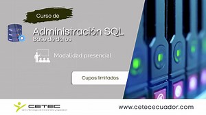 Explora el poder de SQL en la gestión de datos: Nuestro curso te guiará en el dominio de las habilidades esenciales para la administración de bases de datos. #Curso de Administración #SQL Server. Presencial o en línea. Certificado oficial. Cupos limitados #CetecEcuador #SQL #BDD #15años #Quito #Guayaquil #Cuenca #Loja #ElOro #Manabí #LosRíos #Zamora WhatsApp: bit.ly/3NKhRd6 | CETEC Ecuador- Centro Tecnológico de Entrenamiento y Capacitación | Facebook