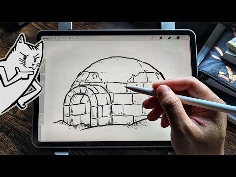 How to draw an Igloo - Arctic dome snow house ❄️