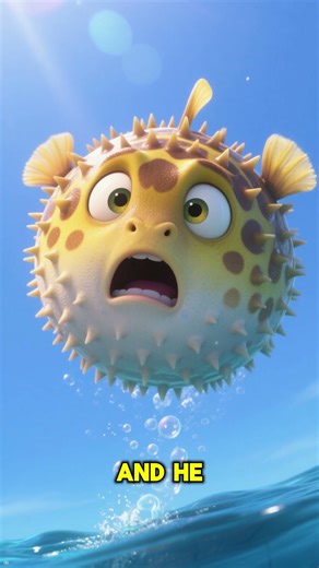 🐡 scared pufferfish goes POOF #shorts #funnyshorts #cartoonshorts #animalshorts #wildlifeshorts