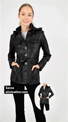 The Sansa Hooded Women’s Black Leather Coat | ALiN