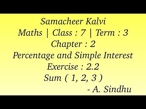 7th Maths Term 3 Samacheer | Chapter 2 | Percentage and Simple Interest | Exercise 2.2 | Sum 1, 2, 3