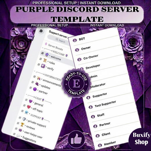 Purple Discord Server Template | Support Community Layout - Etsy