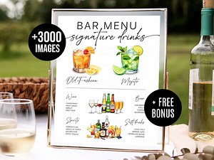 Editable Bar Menu Template: 3000  Drink Images (canva PDF Download) - Etsy Australia