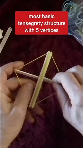 Basic tensegrity structure with 4 popsicle sticks