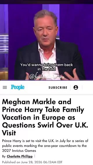 “Harry is to them the way Brooklyn is to the Beckhams.” Piers Morgan nails it every time!👏With new reports coming security isn’t being provided, they won’t go to UK. It’s just another PR tactic to play the victim card.🙄Go to ur Europe holiday & leave the royals alone! Bye!