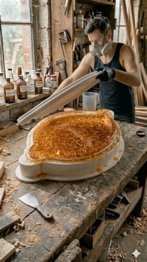 Making a Luxury Gold Leaf Resin Sink! Insane Demolding 🤯🍁