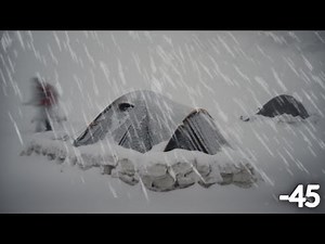 Extreme winter snow storm -45C FREEZING COLD WINTER CAMPING ALONE in a HOT TENT