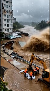 33K views · 97 reactions | Massive Building Collapses into River – floodwaters on streets | World Archaeology | Facebook