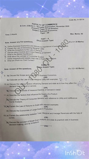 Business economics November 2025 #ytshorts #questiopaper #osmaniauniversity #businesseconomics