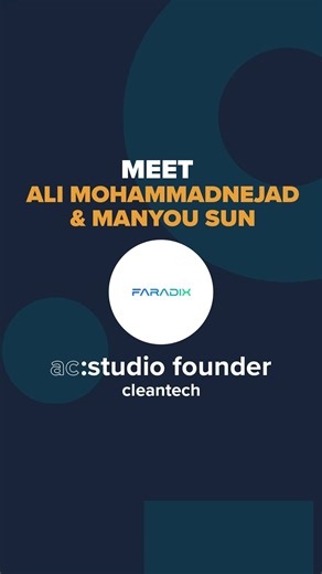 Meet Ali Mohammadnejad and Manyou Sun - co-founders of Faradix, where they are developing scalable electrochemical systems that redefine efficiency, sustainability and performance in the modern industry. Ali and Manyou are founders featured in our upcoming AC:Studio Innovation Showcase - our annual signature trade-show style event where you can meet 23 of the fastest growing startups in Ontario. Join us on Feb 19, where you'll have the chance to mingle with this innovative cohort: https://www.ti