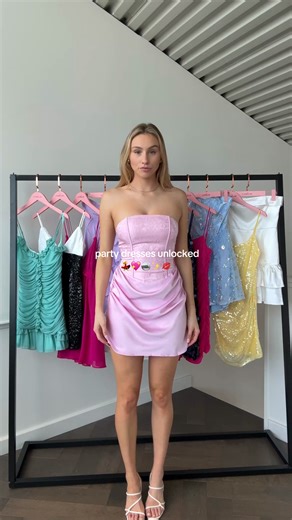 NEW party dress collection just dropped! 💋 Shop exclusive styles at Hello Molly 💖 ✨ Dressed To Dazzle Strapless Satin Mini Dress Pink ✨ Daisy Chain Days Mini Dress Yellow ✨ Pearl Ocean Mini Dress Aqua ✨ Stories Of Style Strapless Satin Mini Dress Cream ✨ Sparkle In Her Soul Sequin Mini Dress Navy | Hello Molly