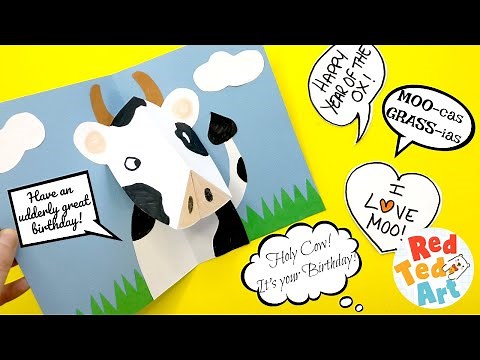 Easy Cow Pop Up Card - how to make a 3d Pop Up Animal Card with Cow Puns