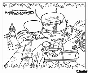 Megamind and Minion coloring page printable game