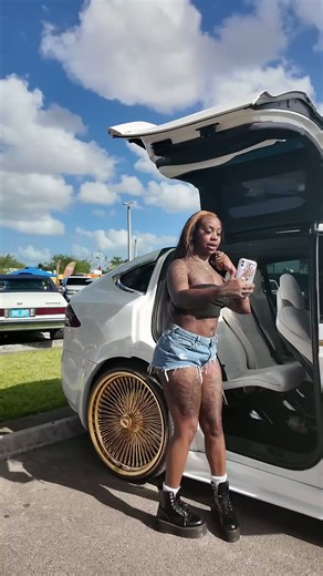 Tesla Model X on gold 24" Daytons